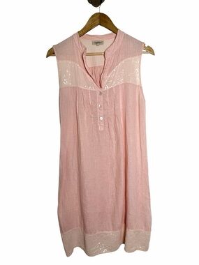 italian linen blush pink sequin tunic dress boho coastal grandma